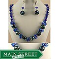 Cobalt Blue Mosaic Marble and Crystal Cluster Jewelry Set