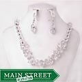 Sparkling Clear Crystal Cluster Necklace and Earrings Jewelry Set