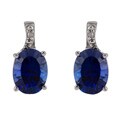 10k White Gold Created Sapphire and Diamond Stud Earrings