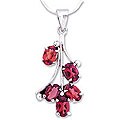 Rhodium-plated Silver 'Rosebuds' Garnet Flower Necklace (India)