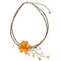 Stainless Steel 'Early Morning' Quartz and Carnelian Choker (Thailand)