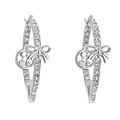 Rhodiumplated Brass Round Cubic Zirconia and Charm Hoop Earrings