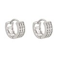 Rhodiumplated Brass Round Cubic Zirconia Hoop Earrings