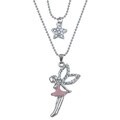 Silver-tone Fairy and Star Two Chain Graduated Necklace