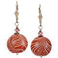 Charming Life Goldfill Art Glass Coral Swirl Earrings