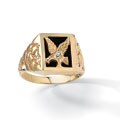 10k Yellow Gold Men's Onyx and Diamond Accent Eagle Ring