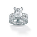 Ultimate CZ Sterling Silver Emerald-cut Cubic Zirconia Bridal Ring Set