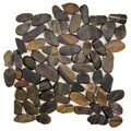 SomerTile 11.75x11.75-in Riverbed Flat Tiger Eye Natural Stone Mosaic Tile (Pack of 10)