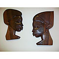 Set of 2 Ebony Wood Couple Small Boy and Girl Wall Plaques (Ghana)