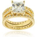 Icz Stonez 18k Gold over Sterling Silver 3 1/2ct TGW CZ Bridal Ring Set