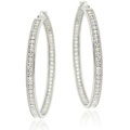 Icz Stonez Sterling Silver Large Inside-out Micro-pave Cubic Zirconia Hoop Earrings