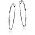 Icz Stonez Sterling Silver Large Inside-out Cubic Zirconia Hoop Earrings