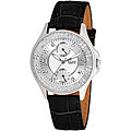 Burgi Women's Diamond Classic Stainless Steel GMT Date Strap Watch