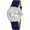 Burgi Women's Diamond Classic Stainless Steel GMT Date Strap Watch