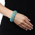 Celeste Gold Overlay 5-row Turquoise Crystal Stretch Bracelet