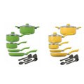 Sunbeam Everton Colorsplash Yellow/ Green 12-piece Aluminum Cookware Set