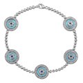 14k White Gold 1 1/4ct TDW Diamond and Sapphire Evil Eye Bracelet (J, I2)