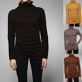AtoZ Women's Gathered Turtleneck Top
