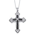 Silver 1/2ct TDW Black and White Diamond Cross Necklace (I-J, I2-I3)