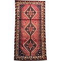 Free indicative guide on Persian rug Geometric Designs Persian Hand-knotted Hamadan Red/ Ivory Wool Rug (4'7 x 8'9)