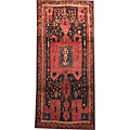Free indicative guide on Persian rug Geometric Designs Persian Hand-knotted Hamadan Navy/ Red Wool Rug (4'3 x 9'7)