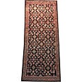 Hamadan Persian Handmade Hand-knotted Black/ Grey Wool Rug (4'7 x 10'4)