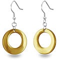 Stainless Steel Gold Plated Circle Dangle Earrings