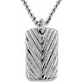 Stainless Steel Antiqued Diagonal Groove Dog Tag