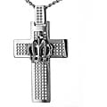 Stainless Steel Raised Crown Cross Necklace