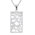 Stainless Steel Abstract Cutout Cubic Zirconia Necklace