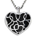 Stainless Steel Polished Black Enamel Heart Necklace
