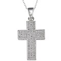 Sterling Silver 1/2ct TDW Diamond 3D Cross Necklace (I-J, I2-I3)