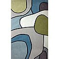 Handmade Alexa Pino Contour Map Pattern Blue/ Grey Rug (5' x 8')