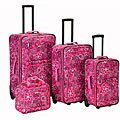 Rockland Designer Pink Bandana Expandable 4-piece Luggage Set