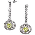 Sterling Silver Lime and Clear Cubic Zirconia Drop Earrings