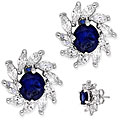 Sterling Silver Blue and Clear Cubic Zirconia Stud Earrings