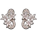 Sterling Silver Clear Cubic Zirconia Marquise Flower Earrings