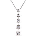 Sterling Silver Clear Cubic Zirconia Square Journey Necklace