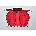 Small Blooming Lotus Red Silk Hanging Lamp (Vietnam)