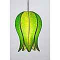Small Flowering Lotus Green Silk Hanging Lamp (Vietnam)