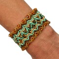 Glass and Crystal Itzela Honey Mint Bracelet (Guatemala)