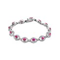 Sterling Silver Red Cubic Zirconia Link Fashion Bracelet