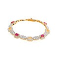 Goldover Silver Red Cubic Zirconia Lattice Link Bracelet