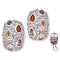 Collette Z Sterling Silver Multi-colored Cubic Zirconia Dome-style Earrings