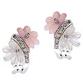 Silver Pink and White Mother of Pearl and Cubic Zirconia Earrings