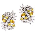 Sterling Silver White and Yellow Cubic Zirconia Cluster Earrings