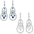Collette Z Platinum over Sterling Silver Blue and Clear Cubic Zirconia Earrings