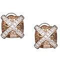 Sterling Silver Champagne and Clear Cubic Zirconia Earrings