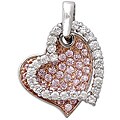 Sterling Silver Pink and Clear Cubic Zirconia Double Heart Necklace