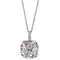 Sterling Silver Clear Cubic Zirconia Square Drop Necklace